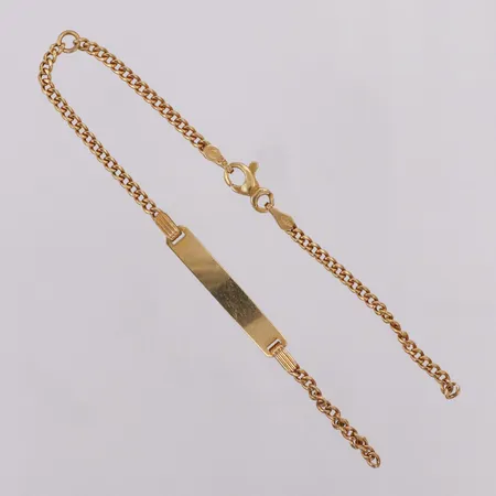 Armband Pansar med gravyrbricka längd 17cm, defekt, 14K Vikt: 2,4 g