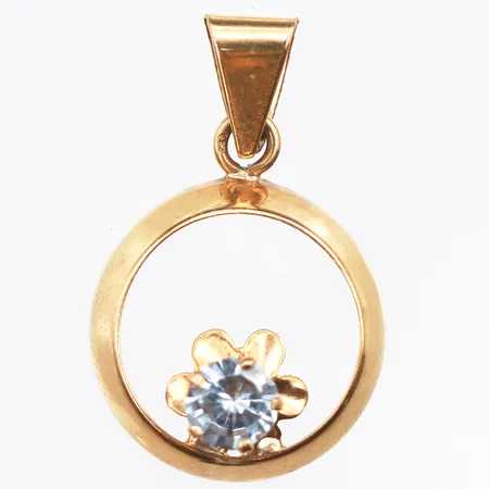Hänge med vit sten, längd:22mm, bredd:14mm, 18K. Vikt: 1 g