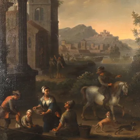 Tavla, Johann David Schubert, tillskriven, olja på pannå, Centraleuropa 1700/1800-tal, 29x36cm, renoverad, några retuscher. Proveniens: Bukowskis Important Wintersale 645 7-9 december 2022. Skickas med postpaket.