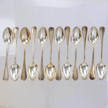 12 Kaffeskedar modell Svensk Rund längd 12cm, 1960-tal, silver 830/1000 Vikt: 149,1 g