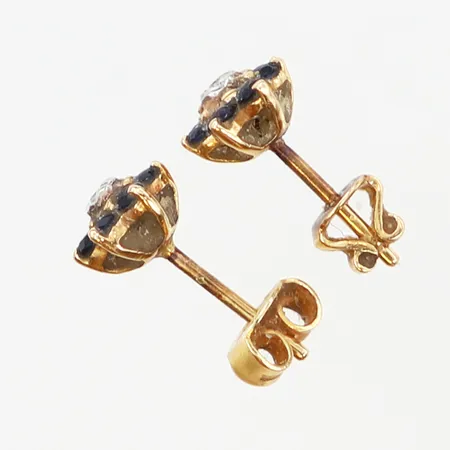 Örhängen med diamanter 2 x 0,01ct samt safirer, bredd:6,5mm, stift, 18K Vikt: 1,5 g