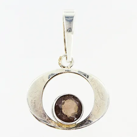 Hänge brun sten 30x20mm skev ögla silver 925/1000. Vikt: 2,3 g