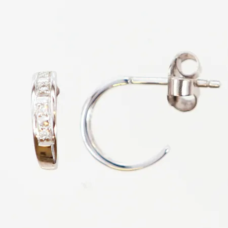 Örhängen med diamanter 8 x ca 0,01ct, vitguld, höjd10mm, bredd:2,5mm, stift, 18K Vikt: 1,3 g