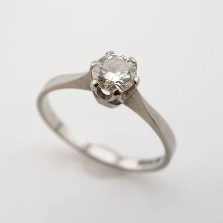 Ring m diamant 0,46ct enligt gravyr uppskattningsvis W SI, vitguld, stl 17(53), 18k Vikt: 2 g