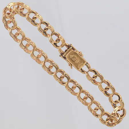 Armband Bismarck längd 19,5cm, bredd 7,3mm, svaga länkdelar, 18K Vikt: 15,8 g