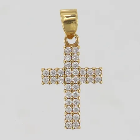 Hänge med vita stenar längd inkl ögla ca 21mm bredd ca 2,5x11mm 18K Vikt: 1,2 g