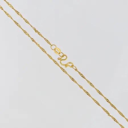 Kedja Tvinnad 41cm, bredd 1,2mm, S-lås, ostämplad 14K Vikt: 1,9 g