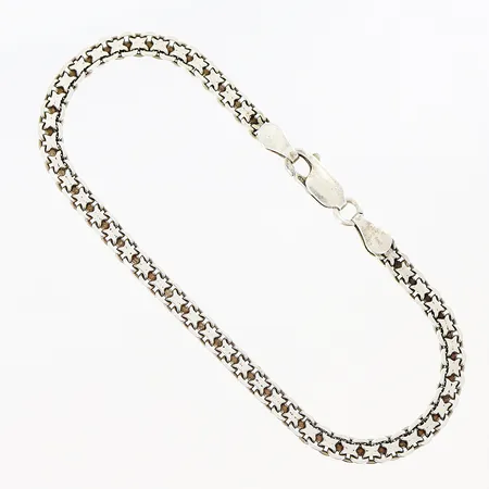 Armband X-länk med mönster Guldfynd, 18,5cm, bredd 3,5mm, silver 925/1000. Vikt: 5,2 g