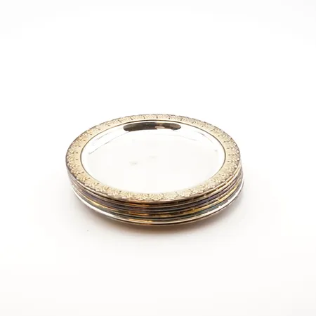 Flask/glasunderlägg, 8st, silver, Ø10cm, 925/1000 Vikt: 295,7 g