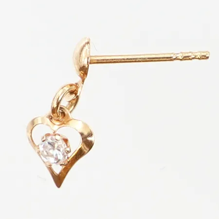Hänge hjärta med vit sten 13x6mm, stift, stopp saknas, 18K Vikt: 0,3 g