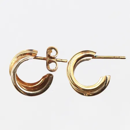 Ett par örhängen13,5mm, bredd: 4,8mm, en snurrebuss saknas, vitguld/gulguld, 18K Vikt: 1,4 g