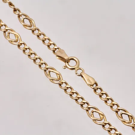 Kedja Pansar, ihålig, längd ca 52cm, bredd ca 4,4x3mm, 14K, 5,61g.