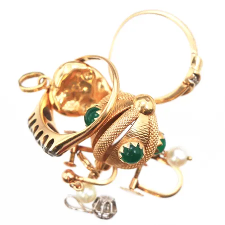 Diverse guld, stenar/defekter, 18K Vikt: 13,1 g