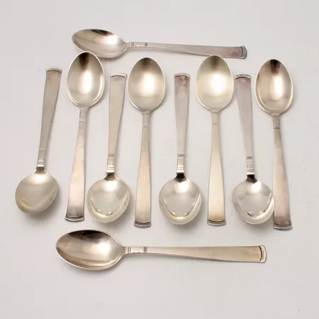 10 st skedar i silver, längd ca 15cm, modell Rosenholm, 830/1000, 267,90g. 