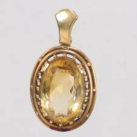 Hänge med sten troligen citrin 33x18mm, 14K Vikt: 7 g