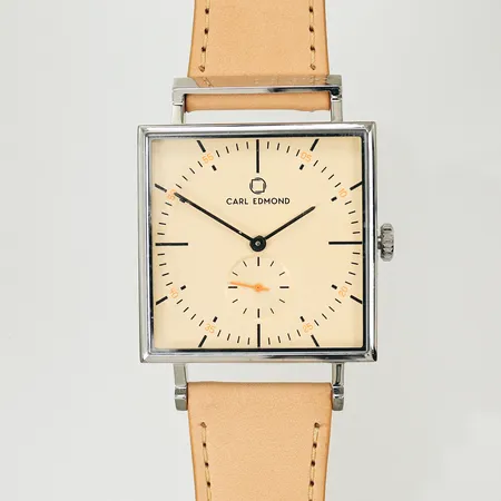 Herrur Carl Edmond Granit, IB03798BG, 34x34mm, läderband, Quartz, nyskick, behov av batteribyte.  fodral.