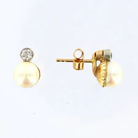 Örhängen med stenar och pärlor, ca 11mm, 18K Vikt: 2,9 g