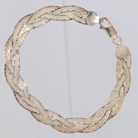 Armband flätat längd 19cm, bredd 7mm, GHA, silver 925/1000  Vikt: 8,5 g