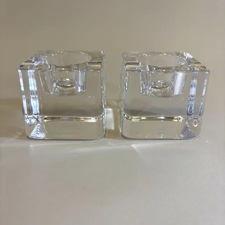 Ljuslyktor Ice cube Göran Wärff Orrefors höjd ca 6,5cm. 