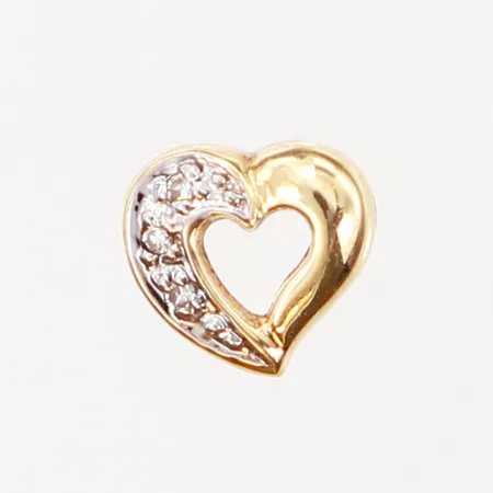 Udda örhänge hjärta med diamanter 3x0,005ct 7x7mm, stift, 18K Vikt: 0,6 g