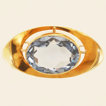 Brosch med syntetisk spinell 21x39mm år 1910 14K Vikt: 9,5 g