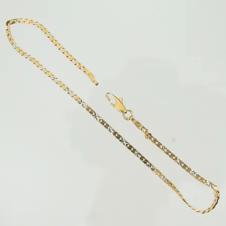 Armband tvåfärgad längd 20cm bredd 1,8mm, trasigt lås/defekt länkdel, 18K 2,8g