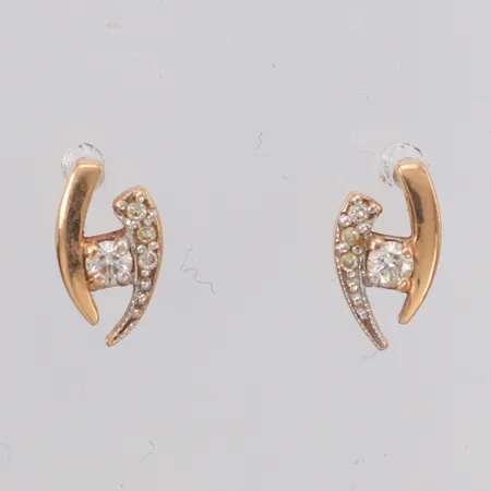 Örhängen med diamanter 2x ca 0,04ct 6x ca 0,005ct längd 9,3mm, bredd 5,1mm, skruvlås, 14K  Vikt: 1,3 g
