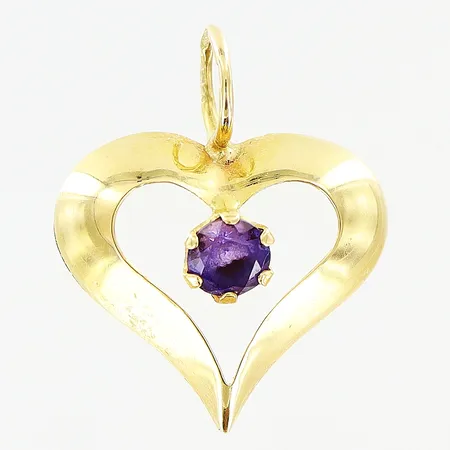 Hänge hjärta lila sten 19x16mm 18K.  Vikt: 0,8 g