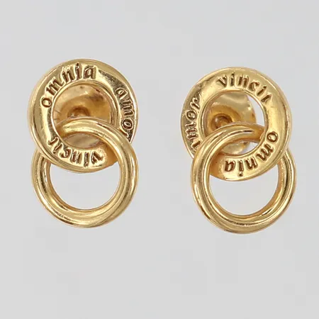 Ett par örhängen Efva Attling Mini Twosome Ear längd 8mm bredd ca 12mm, något skev vid stfit, etui, skadad etui, 18K Vikt: 2,5 g