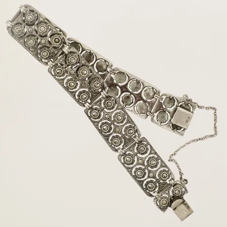 Armband med markasiter längd 18cm bredd 13,6mm säkerhetskedja silver 830/1000 Vikt: 18,8 g
