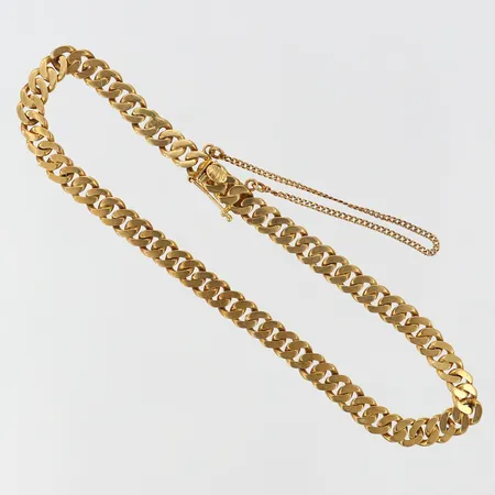 Armband manglad Pansar längd 18cm bredd ca 4,5mm säkerhetskedja, gravyr 18K Vikt: 8,6 g