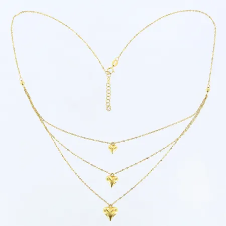 Collier med 3 hängen längd 50cm, justerbar längd, 18K Vikt: 3,8 g