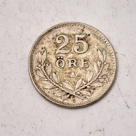 Mynt 25öre, år 1941, Ø17mm, 600/1000 silver, 2,38g.