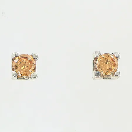 Örhängen 3x3mm orange sten, udda stopp, silver 925/1000 Vikt: 1 g