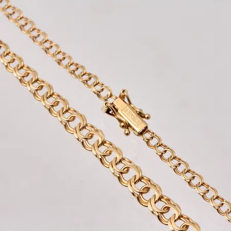 Collier 42cm Bismarck docerat bredd 3-5,1mm, Guldfynd, 18K, 7,59g.