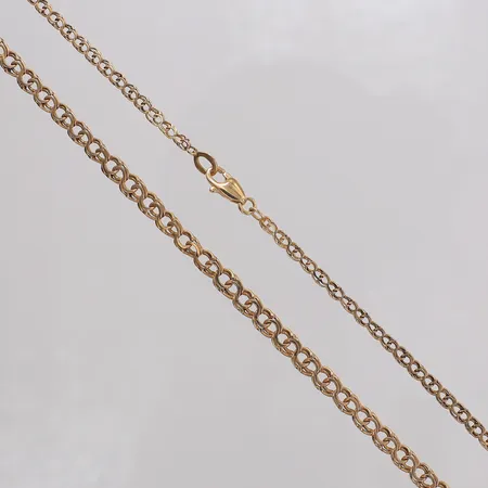 Collier doserad Bismarck längd 52,5cm, bredd 2,4-4,4mm, något slitna länkar. 18K Vikt: 9,2 g
