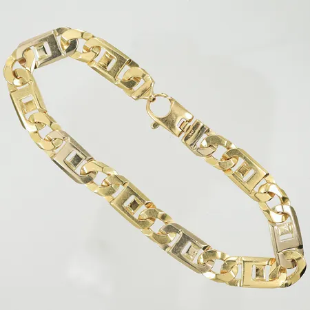 Armband rödguld/vitguld, längd 22cm, bredd 8mm, repigt, 18K, 32,6g Vikt: 32,6 g