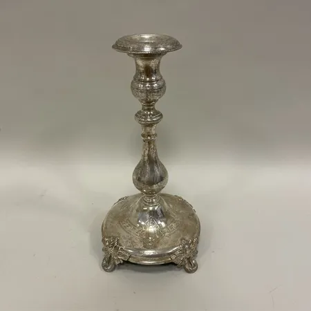 Ljusstake sent 1800-tal höjd ca 22,5cm, Stockholm 1870, skador, fylld botten, Silver 830/1000 Vikt: 445 g