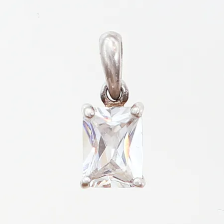 Hänge med vit sten höjd15mm inklusive ögla, bredd:6,5mm, 925/1000 Silver  Vikt: 1,3 g