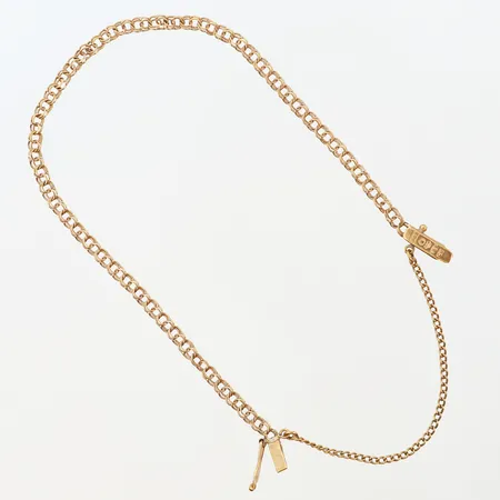 Armband Bismarck 16,5cm, bredd:2,5mm, säkerhetskedja, länkskador, kistlås, 18K  Vikt: 2,5 g