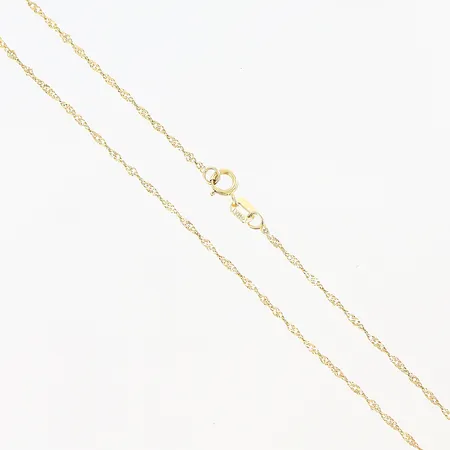 Kedja Singapore Guldfynd längd 42cm bredd 1mm 18K. Vikt: 1,2 g