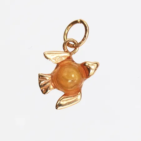 Hänge fågel med gul sten, 15mm, 18K Vikt: 1,1 g