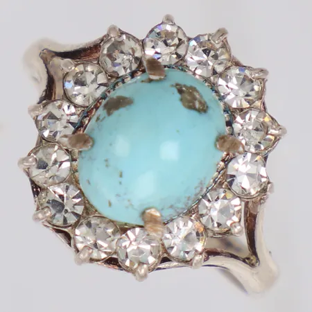 Ring med turkos sten stl:17½, bredd 15mm, 925/1000 silver Vikt: 2,4 g