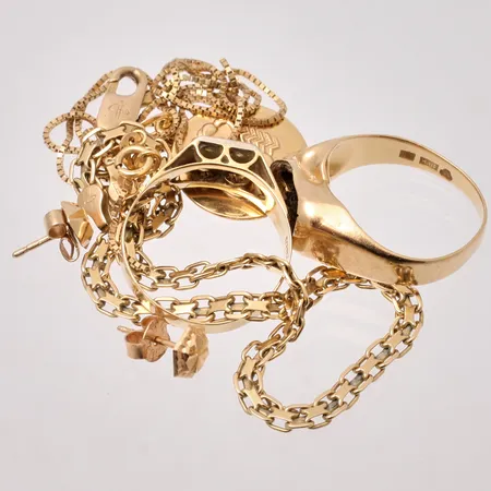 Diverse defekt guld, 18K, 14,54g.