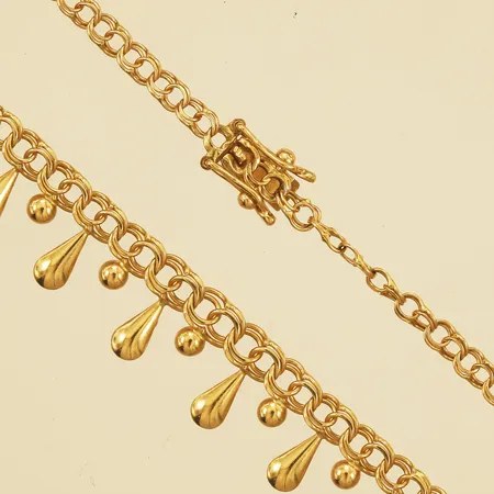 Collier Bismarck med integrerade hängen längd 41,5cm bredd 2,6-9,3mm 18K Vikt: 6,7 g