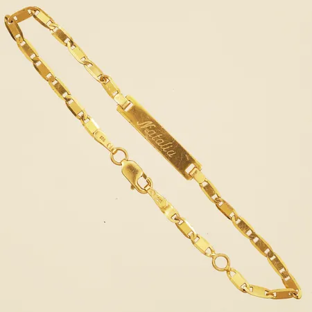 Armband Pansar manglad med namnbricka längd 15,5cm 2,3-4,0mm justerbar personlig gravyr 14K Vikt: 2,1 g