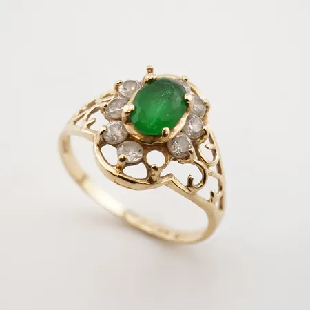 Ring m stenar, stl 18(57), bredd 15mm, 18k, 2 stenar saknas Vikt: 2,5 g