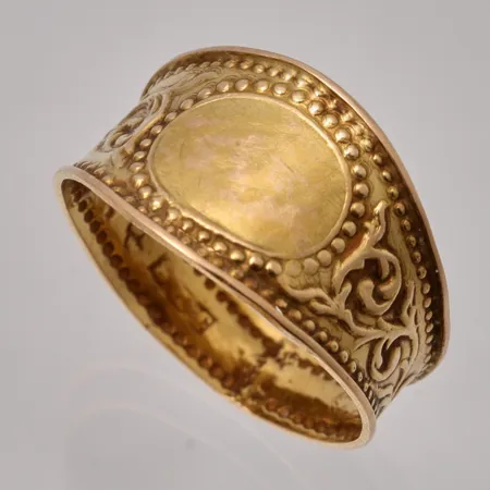 Ring stl:20 bredd 5,6-12,8mm, 18K, 1,28g.