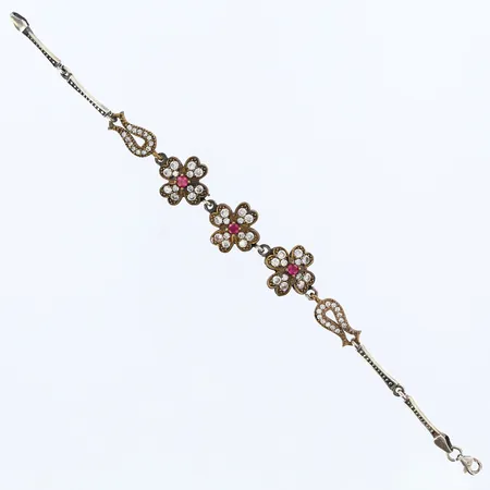 Armband med färgade stenar 18,5cm, bredd: 2-15mm, silver 925/1000 Vikt: 11,6 g