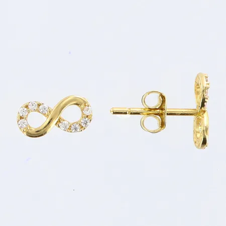 Örhängen med vita stenar, evighetstecken, 8x4mm, 14K Vikt: 0,5 g